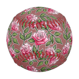Pelota De Béisbol Marsala - Rosa Floral