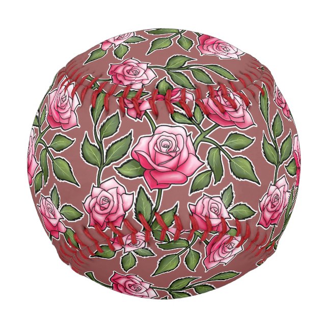 Pelota De Béisbol Marsala - Rosa Floral (Anverso)