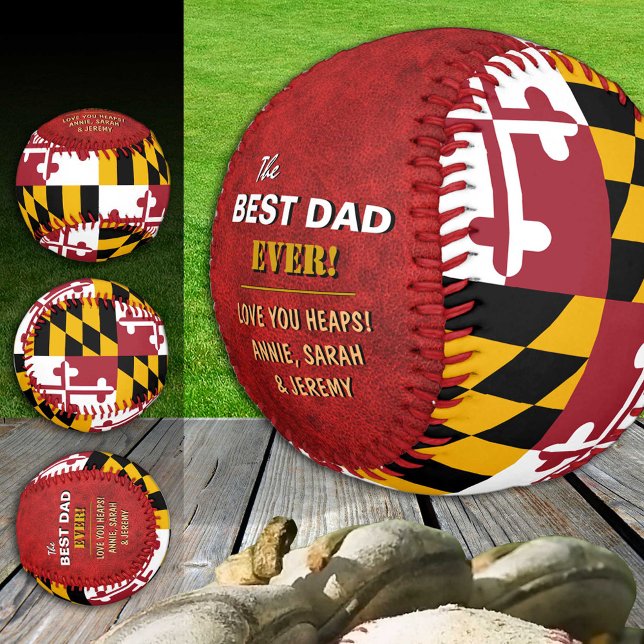 Pelota De Béisbol Maryland Mejor Papá, Estados Unidos patriótico, Ba (Subido por el creador)