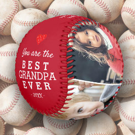 Pelota De Béisbol Mejor Abuelo Corazón 4 Colage de Fotos