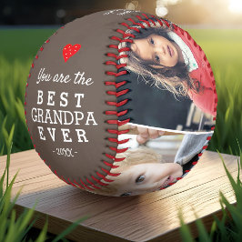 Pelota De Béisbol Mejor Abuelo Corazón 4 Colage de Fotos