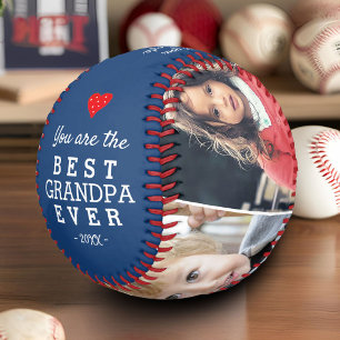 Pelota De Béisbol Mejor Abuelo Corazón 4 Colaje de Fotos