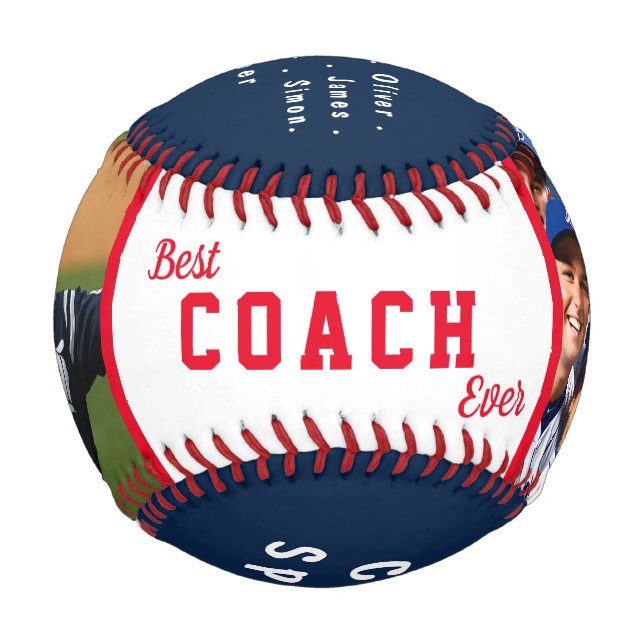 Pelota De Béisbol Mejor entrenador de todos los tiempos rojo y azul (Anverso)