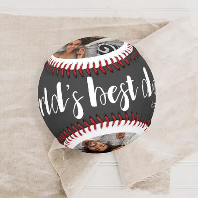 Pelota De Béisbol Mejor foto, año y nombre de papá del mundo | Zazzle.es