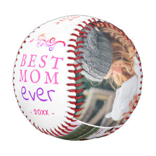 Pelota De Béisbol Mejor Mamá Follaje Moderno 3 Fotos Personalizadas 