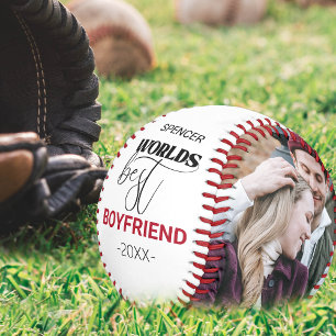 Pelota De Béisbol Mejor Novio del Mundo 2 Fotos Collage Único