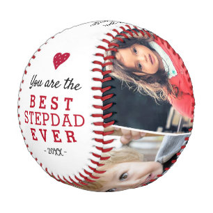 Pelota De Béisbol Mejor Padrastro Corazón 4 Fotocollage 