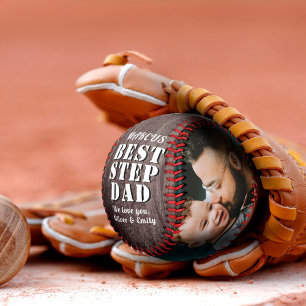 Pelota De Béisbol Mejor Padrastro de Madera Rústica 2 Fotos Día del