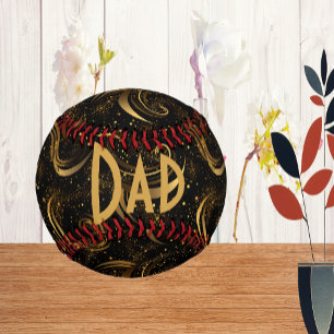 Pelota De Béisbol Mejor Padre Padres Día de Leafy Dorado Swirls Call