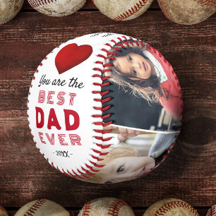 Pelota De Béisbol Mejor Papá Corazón Rojo 4 Collage de Fotos