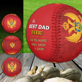 Pelota De Béisbol Mejor papá de Montenegro, papá patriota, bandera d