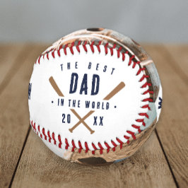 Pelota De Béisbol Mejor Papá Del Mundo 2 Foto Monograma Día del Padr