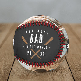 Pelota De Béisbol Mejor Papá Del Mundo 2 Foto Monograma Día del Padr