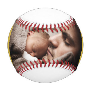 Pelota De Béisbol Mejor Papá del Mundo Papá y Foto de Bebé de Oro Dí