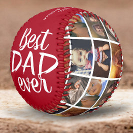 Pelota De Béisbol Mejor Papá del Mundo Rojo 6 Fotocolage