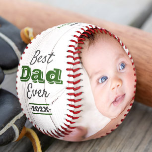 Pelota De Béisbol Mejor Papá del Mundo Tipografía Verde Madera Rústi