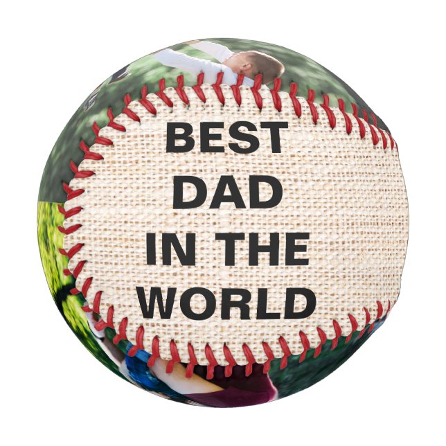 Pelota De Béisbol Mejor Papá En El Mundo, Personalizado 2 Foto Baseb (Reverso derecho)