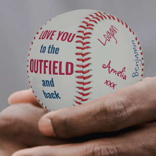 Pelota De Béisbol Mejor Papá Firmado Foto Gray Blue Red