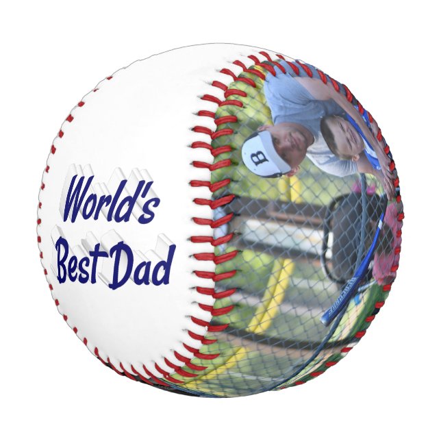 Pelota De Béisbol Mejor papá foto padres Día azul oscuro (Angular)