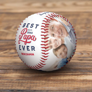 Pelota De Béisbol Mejor Papa   Fotos de cumpleaños y monograma felic