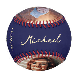 Pelota De Béisbol Mejor Papá Moderno. Foto De La Hija Oro Azul.