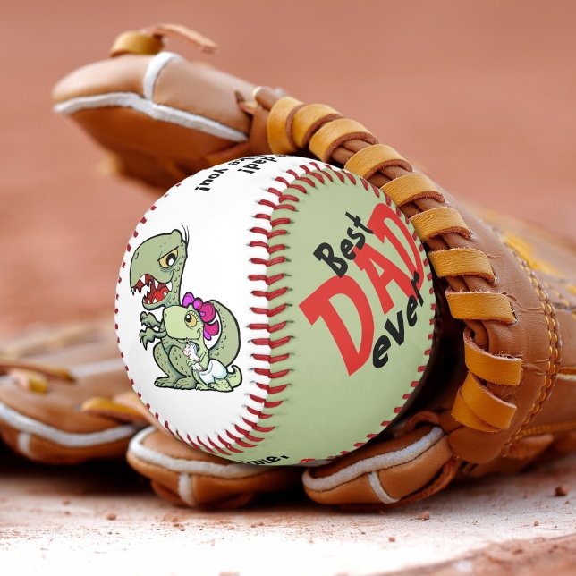 Pelota De Béisbol Mejor Papá Nacido Niño Negro Dinosaurio (Best Dad Ever Red Black Baby Boy Dinosaur Baseball)
