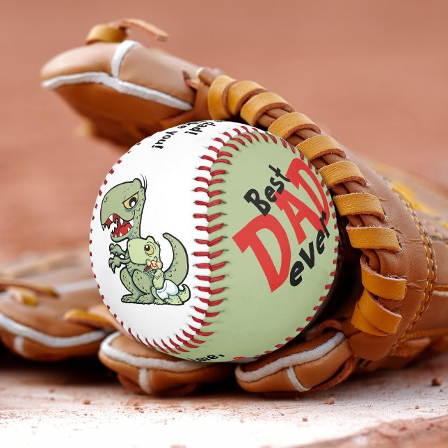 Pelota De Béisbol Mejor Papá Nacido Niño Negro Dinosaurio (Best Dad Ever Red Black Baby Boy Dinosaur Baseball)