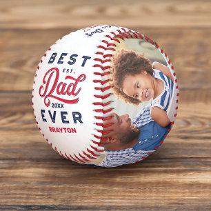 Pelota De Béisbol Mejor Papá Nunca   Fotos y monograma del Día del P