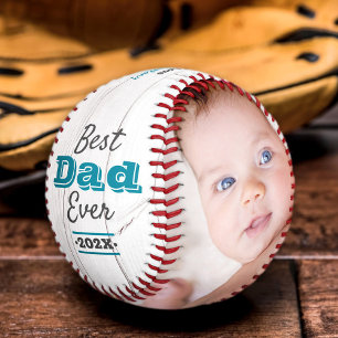 Pelota De Béisbol Mejor Papa nunca tipografía Verde azulada Madera R