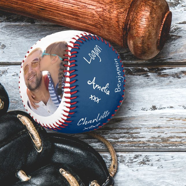 Pelota De Béisbol Mejor Papá Siempre Azul 2 Foto Firmada Béisbol (Subido por el creador)
