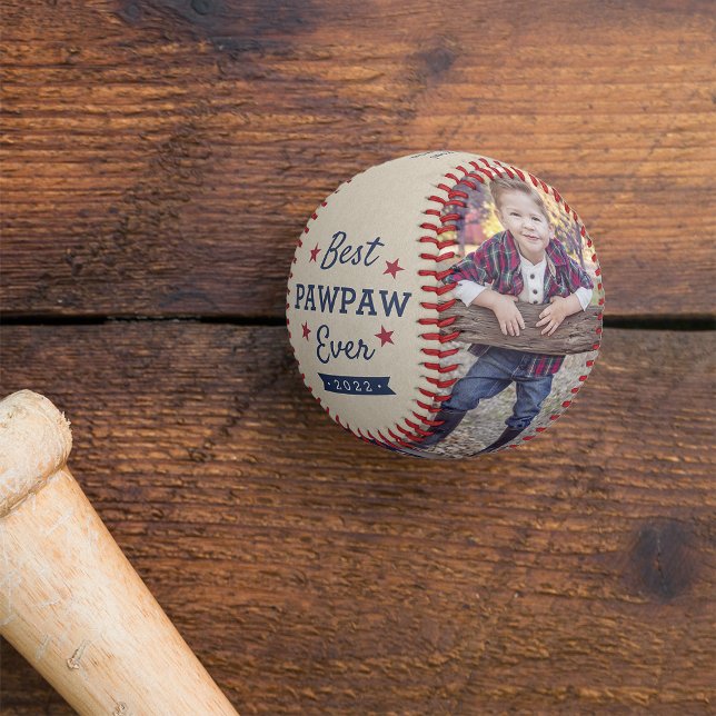 Pelota De Béisbol Mejor Pawpaw jamás | Foto del abuelo Personalizado (Subido por el creador)