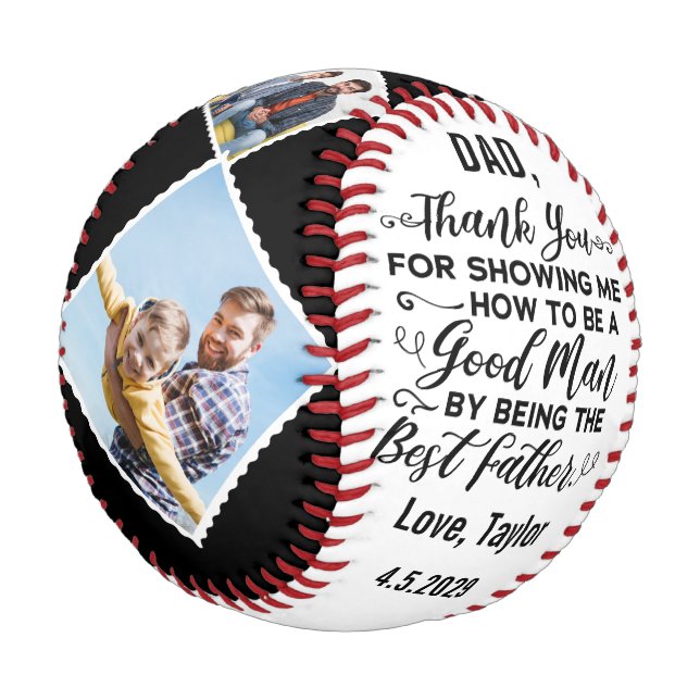 Pelota De Béisbol Mensaje de agradecimiento para papá con 4 fotos pe (Angular)