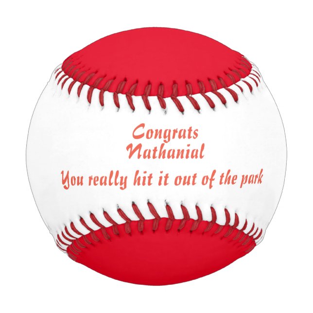 Pelota De Béisbol Mensaje de nombre de felicitaciones Personalizado  (Anverso)