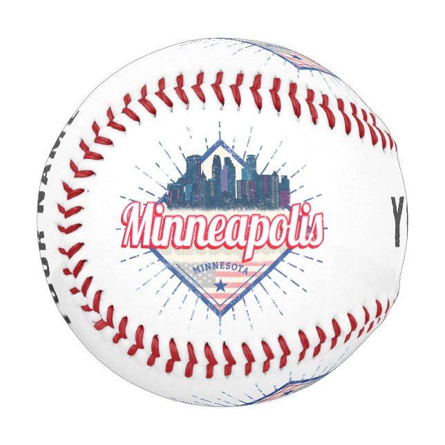 Pelota De Béisbol Minneapolis Minnesota Estados Unidos Skyline (Anverso izquierdo)