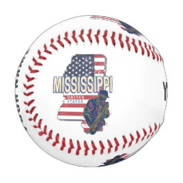Pelota De Béisbol Mississippi State United States Map Vintage USA