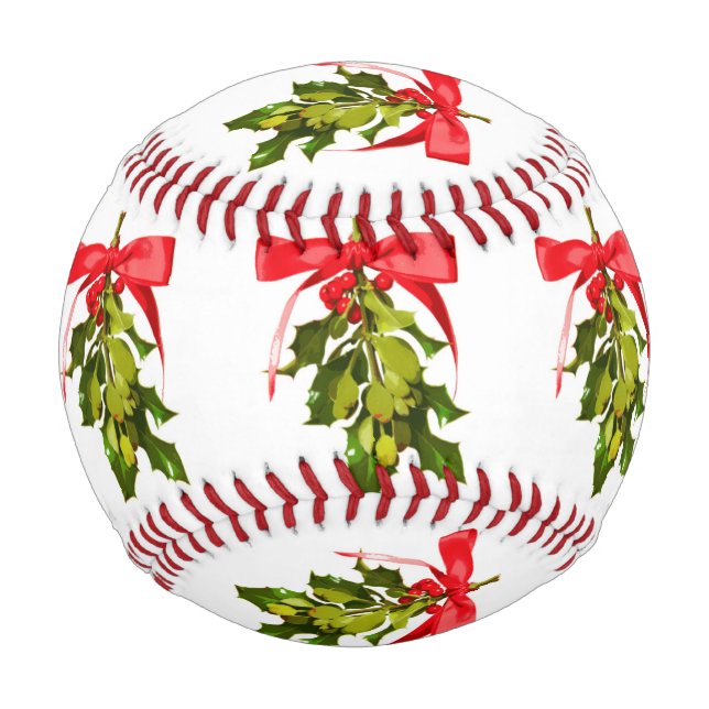 Pelota De Béisbol mistletoe de vacaciones (Anverso)