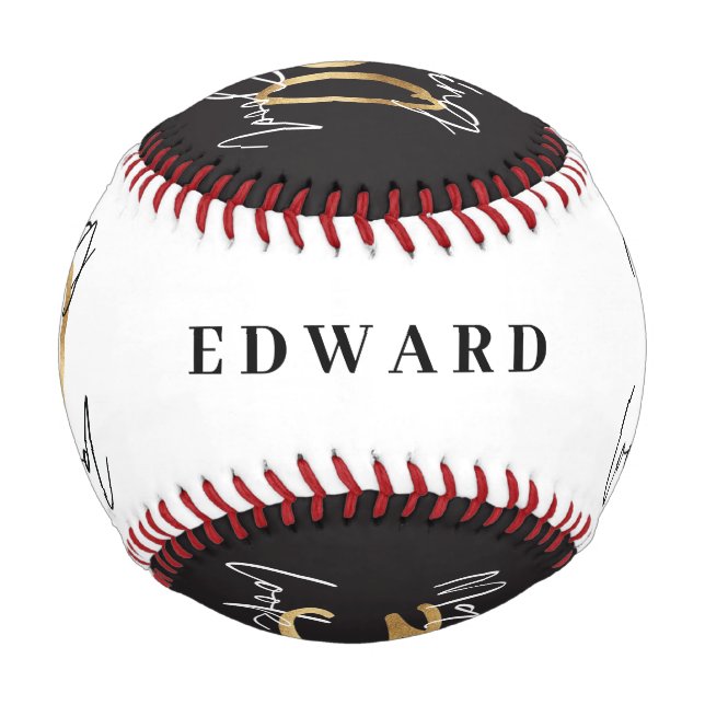 Pelota De Béisbol Moda moderna de 30 años en negro y oro (Reverso)