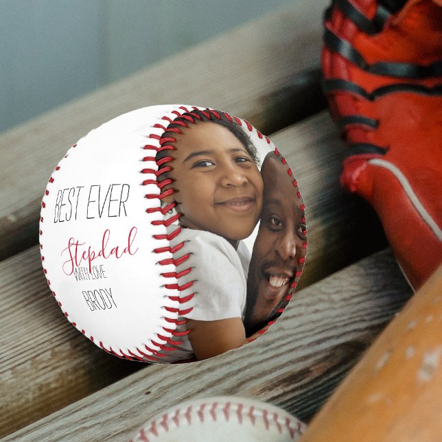Pelota De Béisbol Modern 2 Photo Collage Best Ever Stepdad Baseball (Subido por el creador)