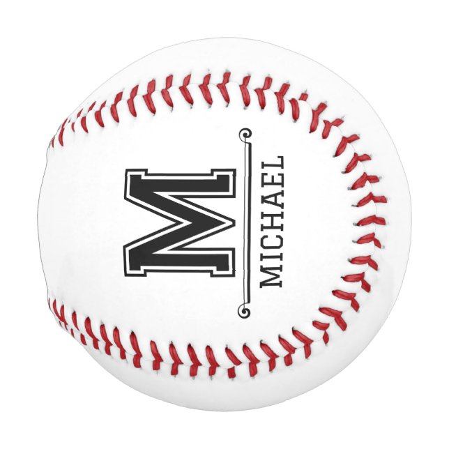 Pelota De Béisbol Modern Custom Monogram Name  (Anverso derecho)