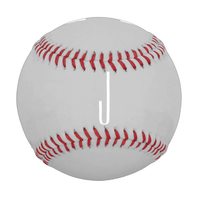 Pelota De Béisbol Moderna Tres letras Monograma Iniciales Gris Blanc (Anverso)