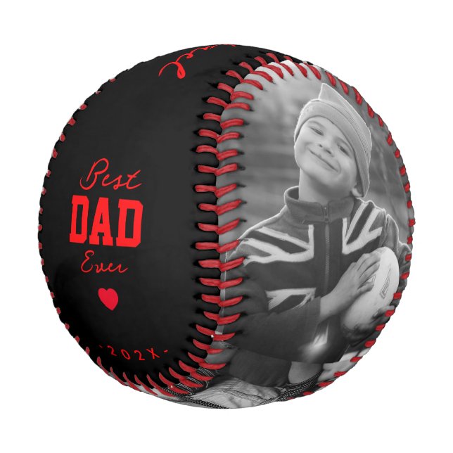 Pelota De Béisbol Moderno Mejor Papá Nocturno Siempre Negro Red Cust (Angular)