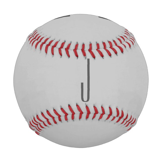 Pelota De Béisbol Moderno y simple monograma Iniciales Gris negro (Anverso)