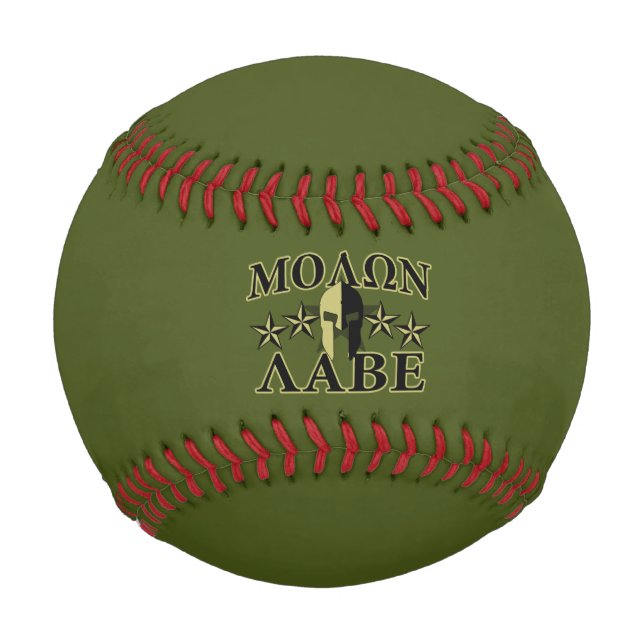 Pelota De Béisbol Molon Labe Spartan Helmet 5 estrellas (Anverso)