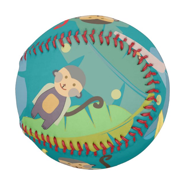 Pelota De Béisbol Mono y plátanos en patrón de árbol (Reverso Izquierdo)