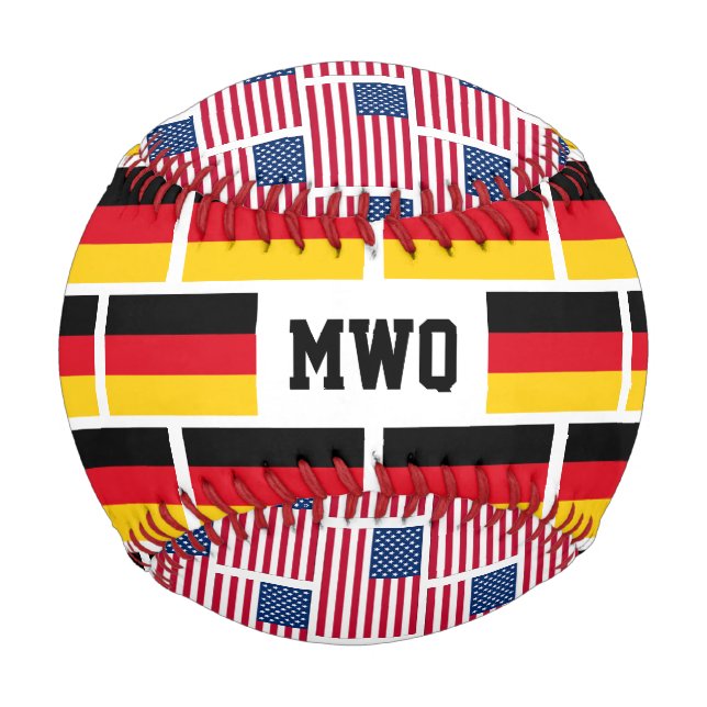 Pelota De Béisbol Monograma americano alemán (Reverso)