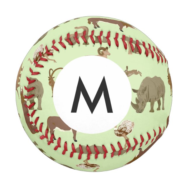 Pelota De Béisbol Monograma Animales salvajes (Anverso izquierdo)