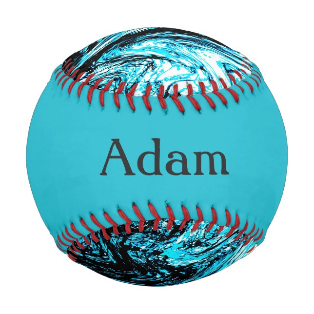 Pelota De Béisbol Monograma Aqua Resumen Béisbol (Reverso)