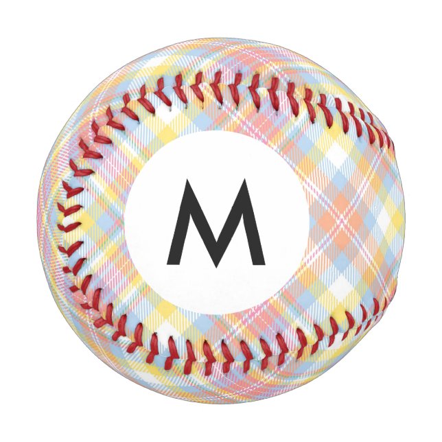 Pelota De Béisbol Monograma Banda Pastel Tirada (Anverso izquierdo)