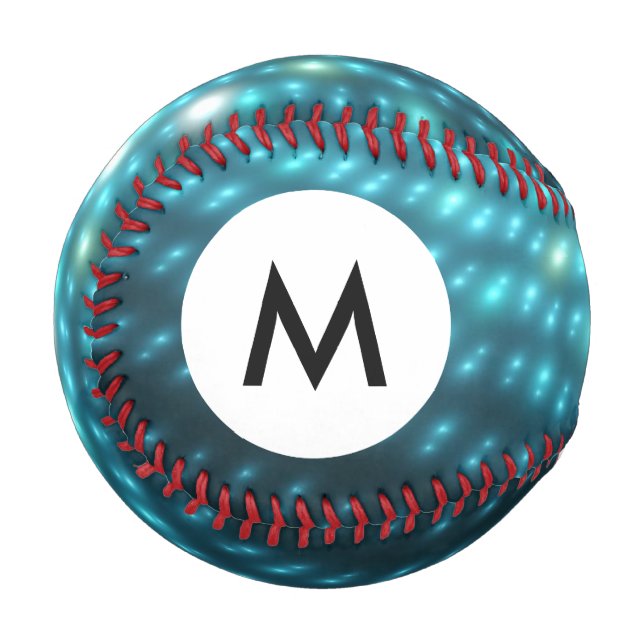 Pelota De Béisbol Monograma Blue Orbs 3D (Anverso izquierdo)