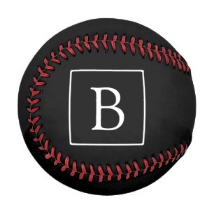 Pelota De Béisbol Monograma clásico simple Texto negro con blanco